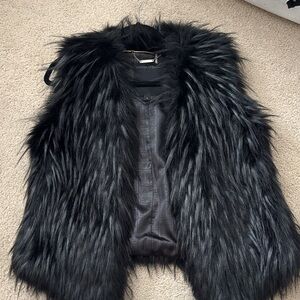 Ivanka Trump Black Faux Fur Teddy Jacket